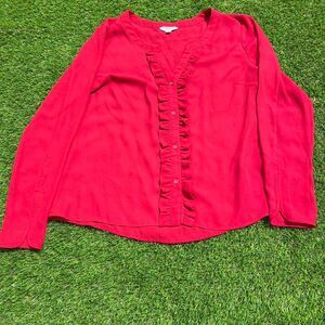 Candie's button front women’s cute preppy red top (L)
